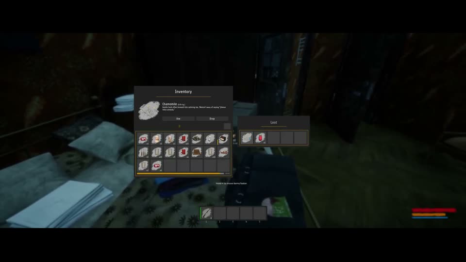 Loot box on a bed inside a locked motel room