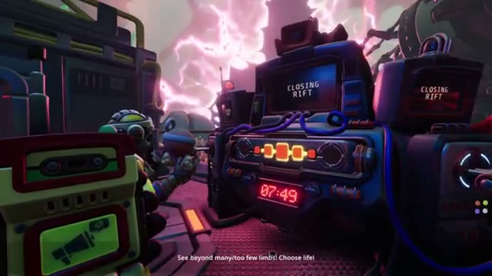 Both consoles now read CLOSING RIFT while energy arcs across the rift behind them