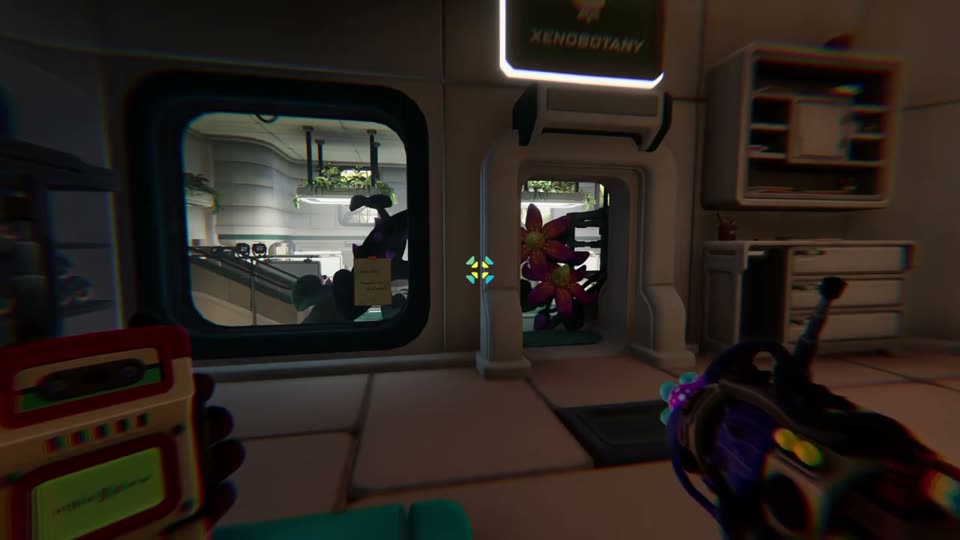 Doorway under a XENOBOTANY sign in the Temporal Research Centre